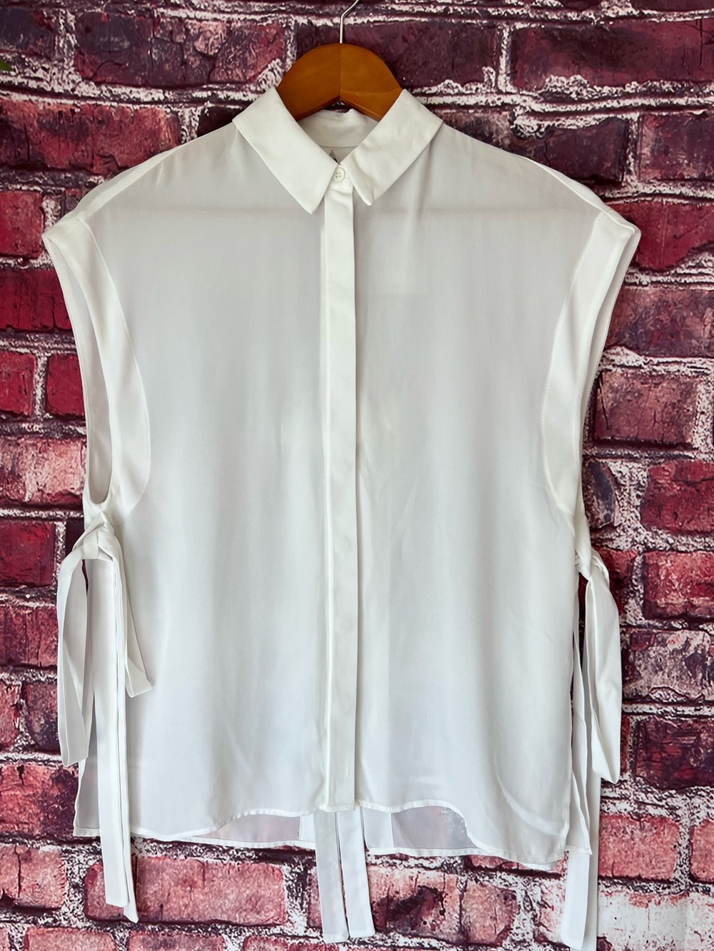 Topshop White Open Side Tie & Open Back Bow Blouse